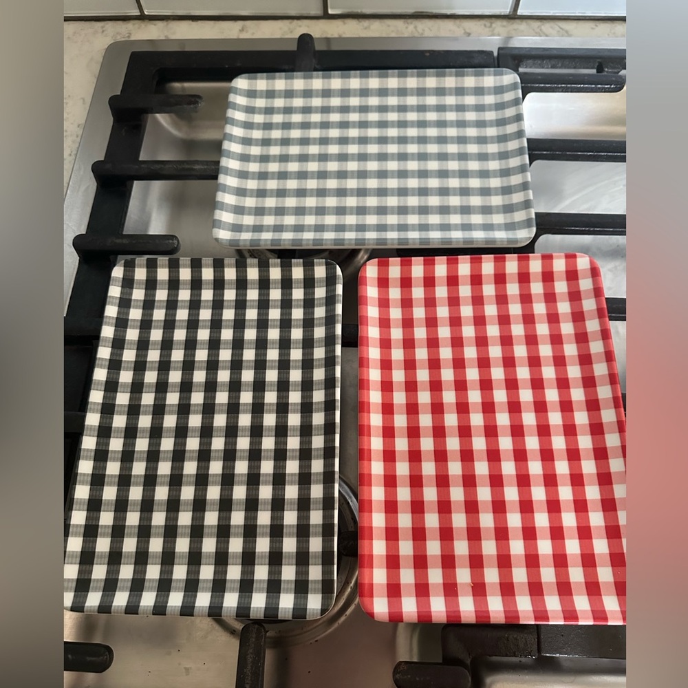 Hearth and Hand by Magnolia Checkered Melamine Trays -Red, Black & Blue set of 3